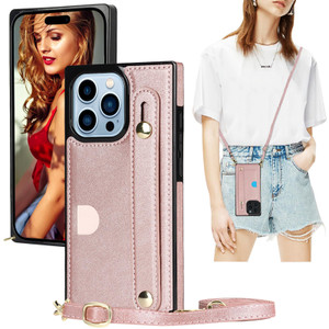 Ysnzaq Crossbody Wallet Case for Apple iPhone 16 Pro (Not 16), Adjustable Long Lanyard with Card Slot Holder Phone Cover for Apple iPhone 16 Pro WD R