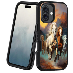 BXIKEOPIU Designed for iPhone 16 Plus Case, Heavy Duty 3-Layer Shockproof Dust/Drop Proof Full-Body Rugged Phone Protective Cover for iPhone 16 Plus