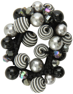 Caravan Faceted Ab And Colored Beads Plus Threaded Beads Enhance This Elastic Pony