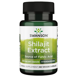 Swanson Shilajit Extract - Herbal Supplement Promoting Cell Growth Support - Natural Formula for Overall Wellness - (400 Milligrams 60 Veg Capsules)