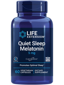 Life Extension Quiet Sleep Melatonin, 5 mg, Powerful Sleep Support, Healthy circadian Rhythms, Cellular Defense, Gluten-Free, Non-GMO, Vegetarian, 60