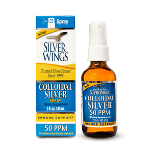 Natural Path Silver Wings Colloidal Silver Liquid - Daily Immune Support Supplement - 50ppm (250mcg) - 2 fl oz Spray