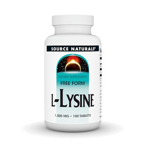 Source Naturals L-Lysine Free Form, 1,000 mg - Amino Acid Supplement Supports Energy Formation & Collagen* - 100 Tablets