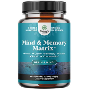 Natural Mind and Memory Supplement for Increased Mental Performance and Clarity Supports Brain Function Made with Pure Green Tea Extract DMAE Bitartr