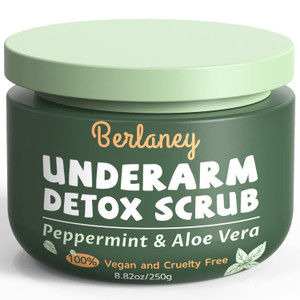 Berlaney Armpit Detox Scrub 8.8 oz with Peppermint, Aloe Vera and Walnut Shell Powder, Underarm Scrub Helps on Removing Odor, Deep Cleanse & Exfoliat