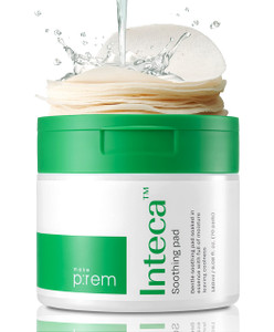 MAKEPREM INTECA Intensive Soothing CICA Facial Toner Pads 70 Unbleached 100% Cotton PHA Mild Exfoliating Vegan 6oz Serum Nano-Sized Centella Instant