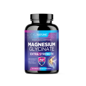 Magnesium Glycinate 250mg - High Absorption Chelated Magnesium Supplement - 100% Pure Magnesium Glycinate - Stress, Sleep, Heart, and Muscle Health S