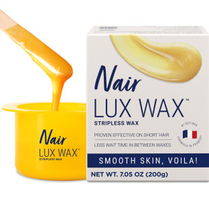 Nair Lux Wax, Microwaveable Hot Waxing Kit for Women, Stripless Hair Removal for Legs, Underarms, Bikini at Home, Proven Effective on Short Hair, 1 C