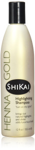 ShiKai Henna Gold Highlighting Shampoo (12 oz) | Hydrating Hair Brightener Enhances Natural Highlights | Add Shine & Volume to Dull Hair