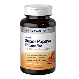 American Health Super Papaya Enzyme Plus - 180 Chewable Tablets - The After-Meal Supplement - Non-GMO - 60 Servings