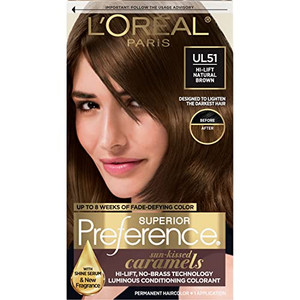 L'Oreal Paris Superior Preference Fade-Defying + Shine Permanent Hair Color, UL51 Hi-Lift Natural Brown, Pack of 1, Hair Dye