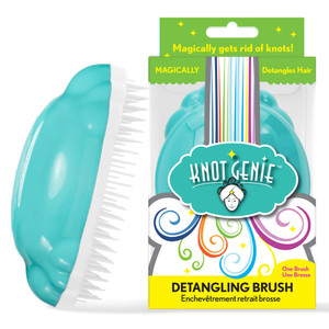 Knot Genie Detangling Hair Brush for Kids (Aquamarine Dream) | Original Full Size | Perfect for Curly Hair, Gently Separate Tangles, Leaves Hair Smoo