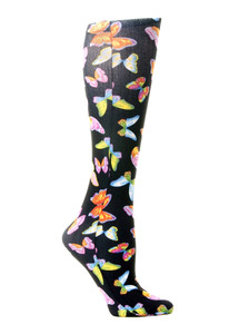 Celeste Stein Therapeutic Compression Socks, Black Butterflies, 8-15 mmhg, .6 Ounce