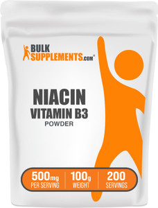 BulkSupplements.com Niacin Powder - Vitamin B3 Supplement, Niacin Flush - Gluten Free, 500mg per Serving, 100g (3.5 oz) (Pack of 1)
