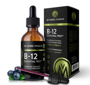 Mt. Angel Vitamins - B12 Essential Trio - Vegan Sublingual Drops with High-Potency Methyl B12, B6 & Folate - Easy Absorption Liquid - Non-GMO, Made i