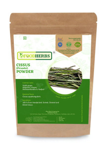 Foodherbs Cissus Quadrangularis Powder | 200 GMS / 0.44 Lbs | for Bone Wellness | Hadjod | Pirandai | Veldt Grape | Adamant Creeper