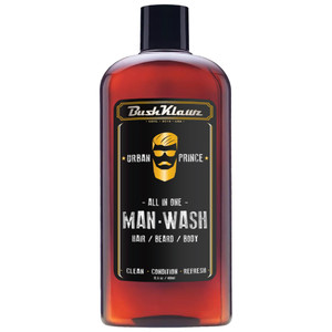 BushKlawz URBAN PRINCE MAN WASH Mens Original All in One 3-in-1 Shampoo Conditioner Hair Beard Body Wash Man Made American Viking Crew Cannon Wash w