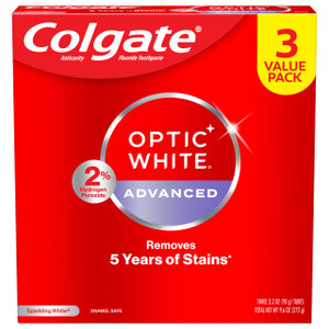 Colgate Optic White Advanced Hydrogen Peroxide Toothpaste, Teeth Whitening Toothpaste Pack, Enamel-Safe Formula, Helps Remove Tea, Coffee, and Wine S