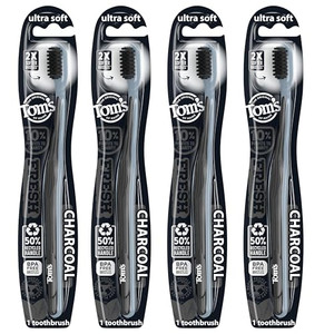 Tom's Of Maine Gentle Charcoal Toothbrush, Soft, 4-Pack (Packaging May Vary)