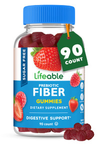 Lifeable Sugar Free Fiber Gummies for Adults | 4g | Great Tasting Fiber Supplement Gummies | Keto Friendly, Gluten Free, Vegan, Non GMO Prebiotic Fib