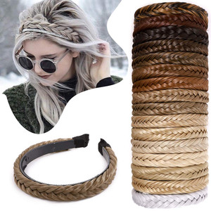 Hairro Braided Headband with Teeth, Fishtail Braids, Chunky Braid for Women, Hair Hoop, Synthetic, 0.6" Wide, 48g, Light Brown & Ash Blonde #12/24