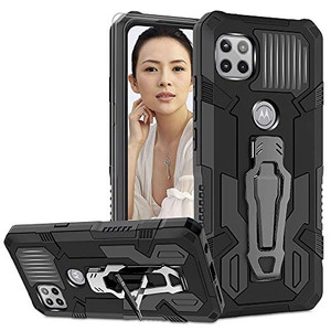 for Motorola One 5G Ace Case with Tempered Glass Screen Protector [2 Pack] Military Grade Hard Plastic Hybrid Rugged Heavy Duty Anti-Fall Bumper Cove