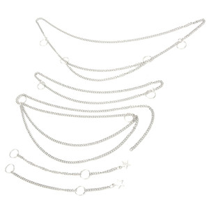 5PCS Silver Hair Chain for Braids, Goth Hip Hop Punk Dreadlock Braid Chains Set, Small Hanging Hair Beads Jewelry for Party Festival Wedding Accessor