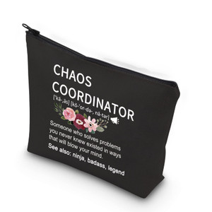 WCGXKO Chaos Coordinator Funny Definition Zipper Pouch Makeup Bag (Chaos CoordinatorD)