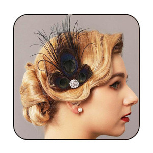 GORTIN 1920s Black Feather Hair Clip Peacock Rhinestone Headpiece Art Deco Headband for Women, Girls, Party, Prom and Formal Occasions