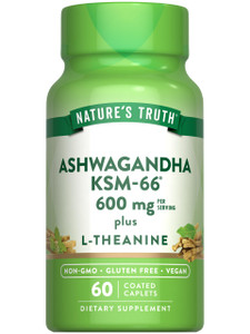 Nature's Truth KSM-66 Ashwagandha | 60 Caplets | with L-Theanine | Vegan, Non-GMO, & Gluten Free Supplement