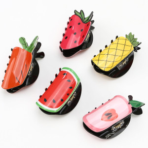 5PCS Funky Hair Claw Clips in Fruit Shape - Novelty Food-Inspired Jaw Barrettes, Sweet Shark Grab Accessories in Bulk for Women Girls Teachers (Color