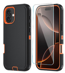 ouyncase Phone Case for iPhone 16 Plus Case with HD Screen Protector, Heavy Duty Shockproof & DustProof & Dropproof 3-Layer Cover Phone Case for iPho