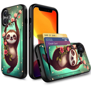 Vobber for iPhone 16 Case,Wallet Case Hidden Card Slot Holder Shockproof TPU and PC Dual Layer Protective Case Cover for iPhone 16 6.1 Inch 2024,Cute