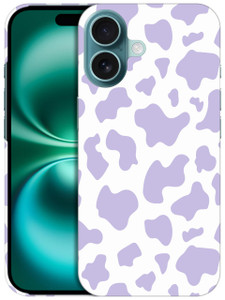 for iPhone 16 Plus, iPhone 16 Plus Case - Cute Cow Skin Purple Pattern Printed Slim & Sleek Hard Plastic Protective Back Cover for iPhone 16+