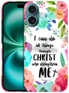 GlamCase for iPhone 16 Plus, iPhone 16 Plus Case - I Can Do All Things Through Christ Printed Slim & Sleek Cute Plastic Hard Designer Back Case/Cover