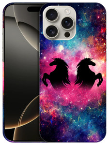 GlamCase for iPhone 16 Pro, iPhone 16 Pro Case - Horses Galaxy Design Printed Slim & Sleek Cute Plastic Hard Snap on Protective Designer Back Phone C