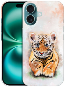 GlamCase for iPhone 16, iiPhone 16 Case - Cute Baby Tiger Design Printed Slim & Sleek Cute Plastic Hard Snap on Protective Designer Back Phone Case/C