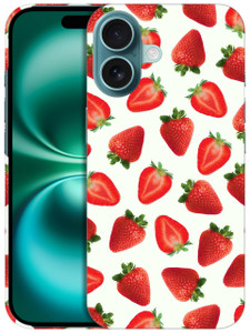 GlamCase for iPhone 16 Plus, iPhone 16 Plus Case - Strawberry Pattern Design Printed Slim & Sleek Cute Plastic Hard Protective Designer Back Case/Cov