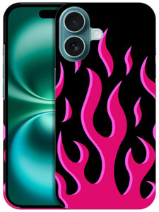 GlamCase for iPhone 16 Plus, iPhone 16 Plus Case - Pink Flames Design Printed Slim Fit Cute Plastic Hard Snap on Protective Designer Back Phone Case/