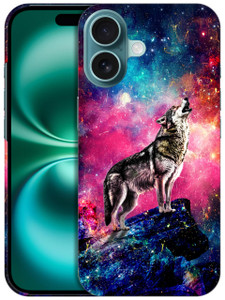 GlamCase for iPhone 16 Plus, iPhone 16 Plus Case - Wolf Galaxy Stars Design Printed Slim & Sleek Cute Plastic Hard Protective Designer Back Case/Cove