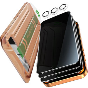 YMHML 3 Pack for iPhone 17 Pro Max Privacy Screen Protector Tempered Glass + 1 Set Camera Lens Protector, 25°Anti Spy, [Top 9H+ Military Grade Shatte