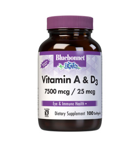 Bluebonnet Nutrition Vitamin A & D3 25,000 IU/1,000 IU from Deep Sea, Cold Water, Fish Oil - For Eye Health & Immune Function* - Gluten Free - Dairy