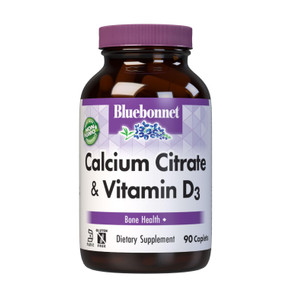 Bluebonnet Nutrition Calcium Citrate & Vitamin D3, Bone Health*, Non-GMO, Kosher Parve, Gluten-Free, Soy-Free, 90 Caplets, 22.5 Servings