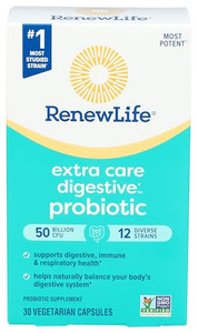 Renew Life Extra Care Go-Pack Probiotic Capsules, Daily Supplement Supports Immune, Digestive and Respiratory Health, L. Rhamnosus GG, Dairy, Soy and