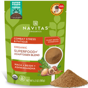 Navitas Organics Superfood+ Adaptogen Blend for Stress Support (Maca + Reishi + Ashwagandha), 6.3oz Bag, 30 Servings  Organic, Non-GMO, Vegan, Glute