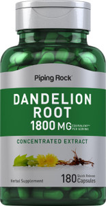 Piping Rock Dandelion Root Capsules | 180 Count | Herbal Supplement | Concentrated Extract | Gluten Free, Non-GMO