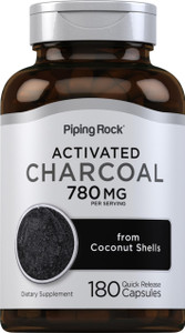 Piping Rock Activated Charcoal Pills | 780 mg | 180 Capsules | Supplement from Coconut Shells | Non-GMO, Gluten Free