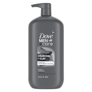 DOVE MEN+CARE Charcoal Pump Purifying Shampoo Charcoal + Clay for Stronger, More Resilient Hair, with Plant-Based Cleansers, 31 oz