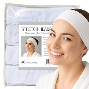 APPEARUS Disposable Headbands without Closure Stretch Cotton Cloth Spa Facial Headband (48 Count)