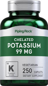 Piping Rock Chelated Potassium Gluconate 99mg | 250 Caplets | Supplement for Women and Men | Vegetarian, Non-GMO, Gluten Free